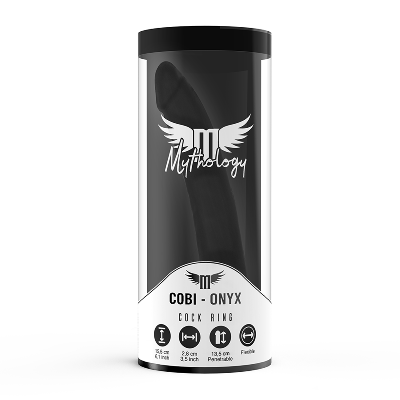 MYTHOLOGY - COBI ONYX ANAL DILDO WITH COCK RING AND TESTICLE 13 CM IN SILICONE