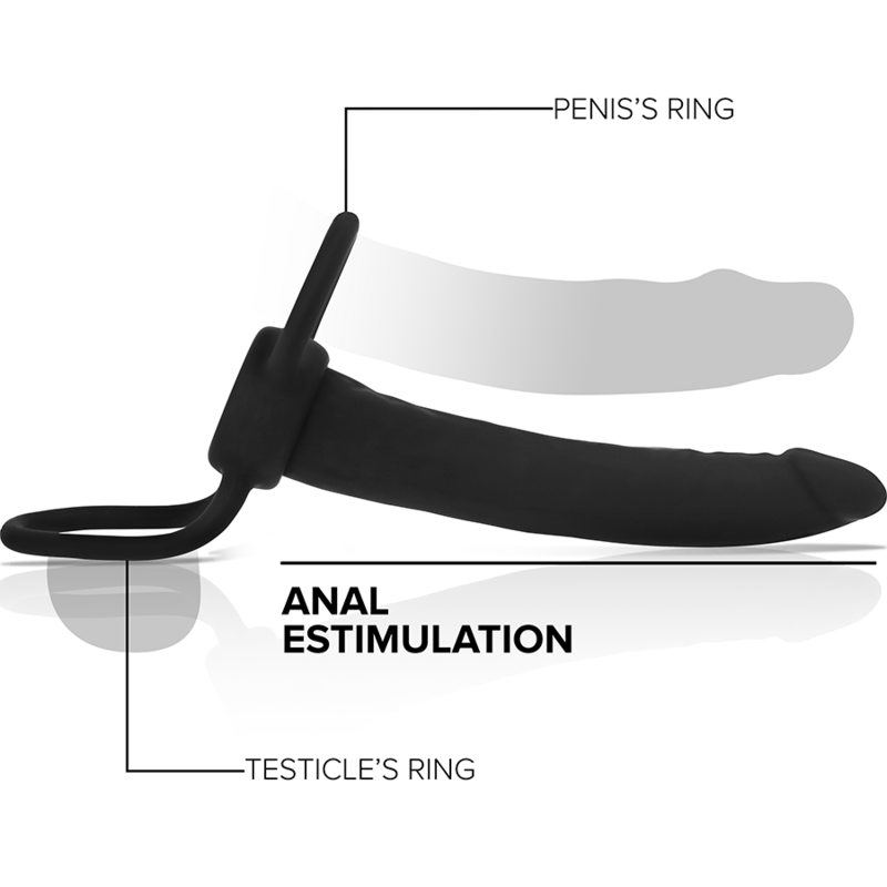 MYTHOLOGY - COBI ONYX ANAL DILDO WITH COCK RING AND TESTICLE 13 CM IN SILICONE