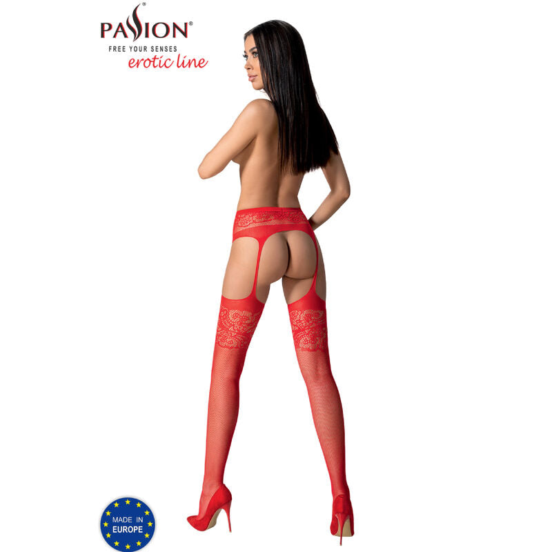 PASSION - S029 COLLANT NOIR AVEC JARRETIÈRE TAILLE UNIQUE