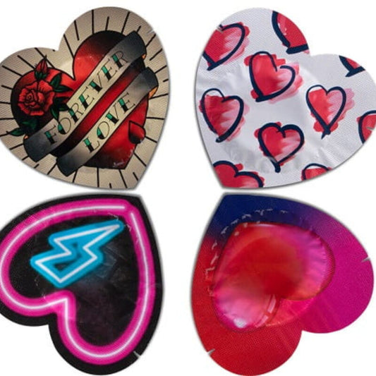 PASANTE - RED HEART-SHAPED CONDOMS BAG OF 144 UNITS