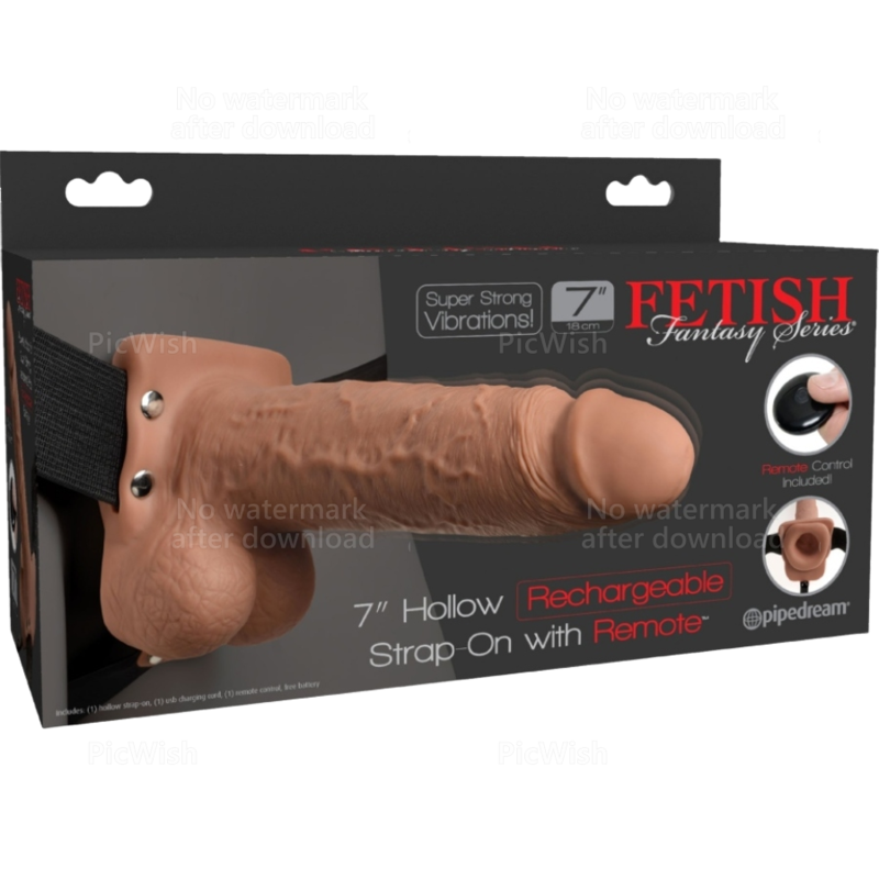 SÉRIE FETISH FANTASY - ARREIO DE PÊNIS REALISTA AJUSTÁVEL COM BALAS RECARREGÁVEIS E VIBRADOR DE 7 POLEGADAS