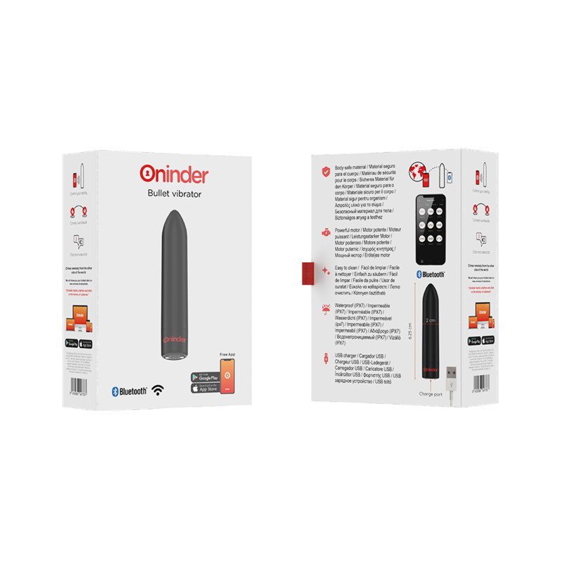 ONINDER - VIBRADOR BERLIN BLACK BULLET 9 MODOS 8,5 X 2 CM - APLICATIVO GRÁTIS