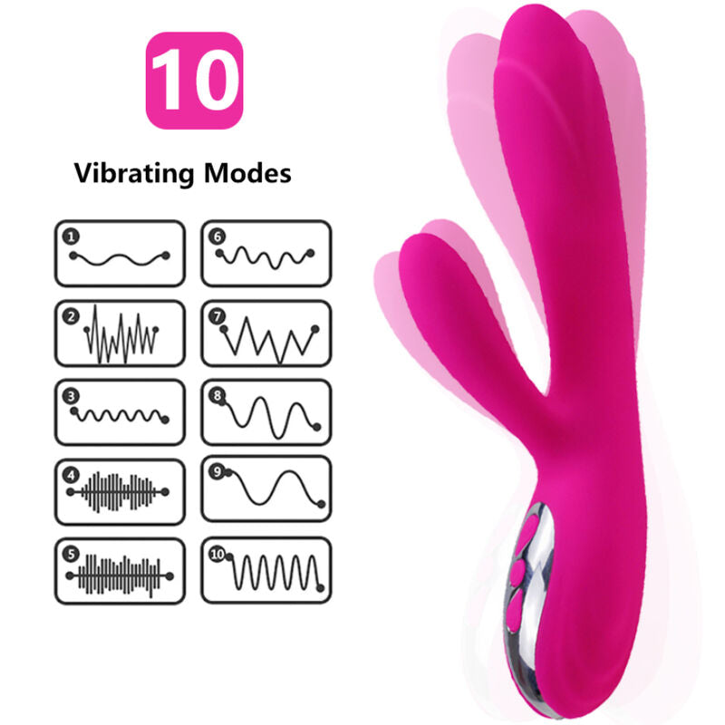 ARMONY - FLEXIBLE VIBRATOR &amp; STIMULATOR HEAT EFFECT FUCHSIA