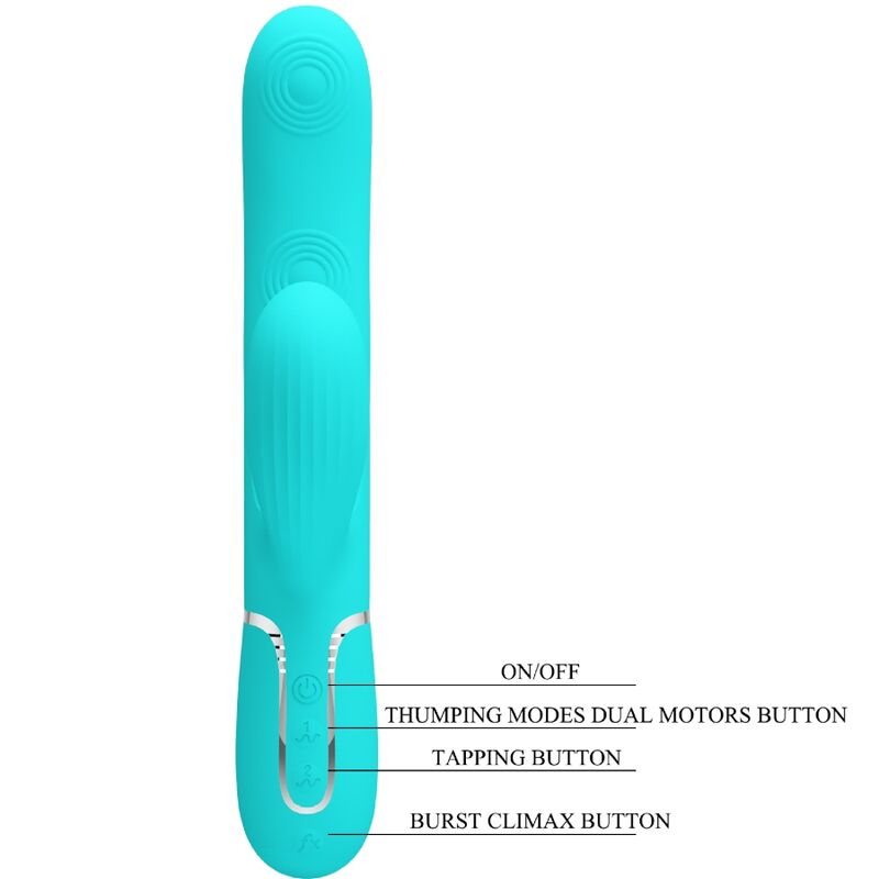 PRETTY LOVE - VIBRADOR MULTIFUNCIONAL 3 EM 1 PARA PONTO G PERLITA VERDE ÁGUA