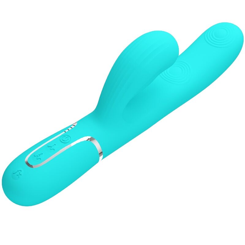 PRETTY LOVE - VIBRADOR MULTIFUNCIONAL 3 EM 1 PARA PONTO G PERLITA VERDE ÁGUA