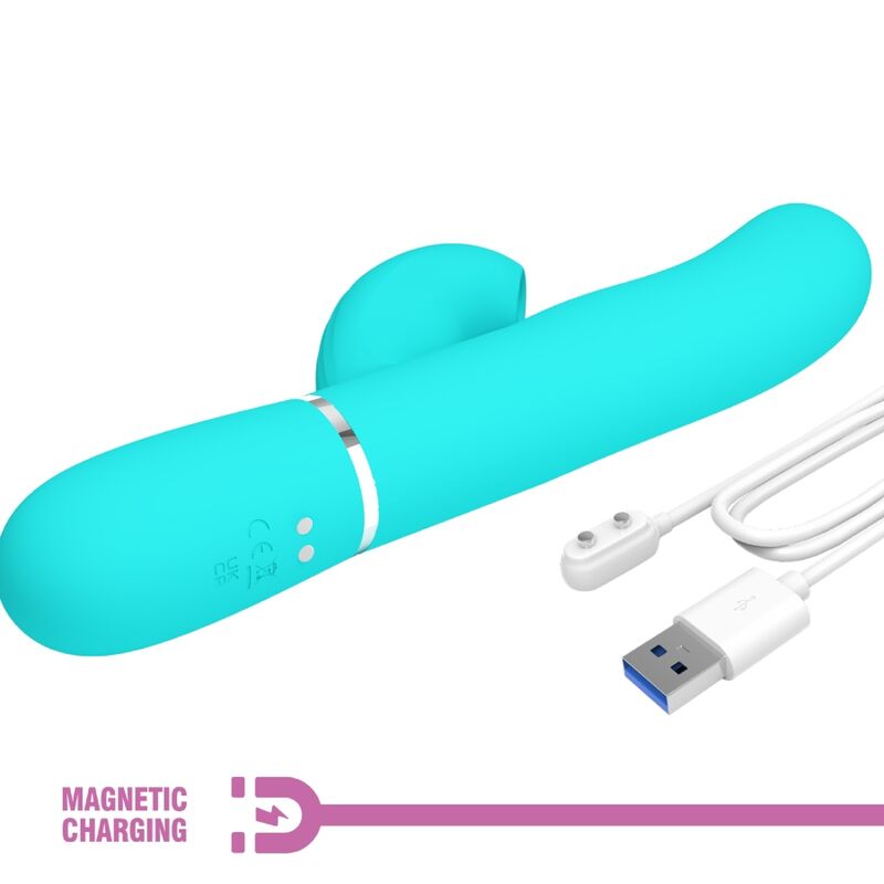 PRETTY LOVE - VIBRADOR MULTIFUNCIONAL 3 EM 1 PARA PONTO G PERLITA VERDE ÁGUA