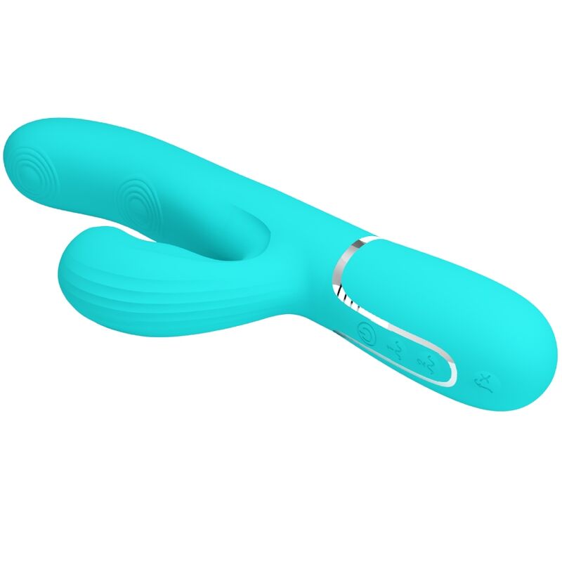 PRETTY LOVE - VIBRADOR MULTIFUNCIONAL 3 EM 1 PARA PONTO G PERLITA VERDE ÁGUA