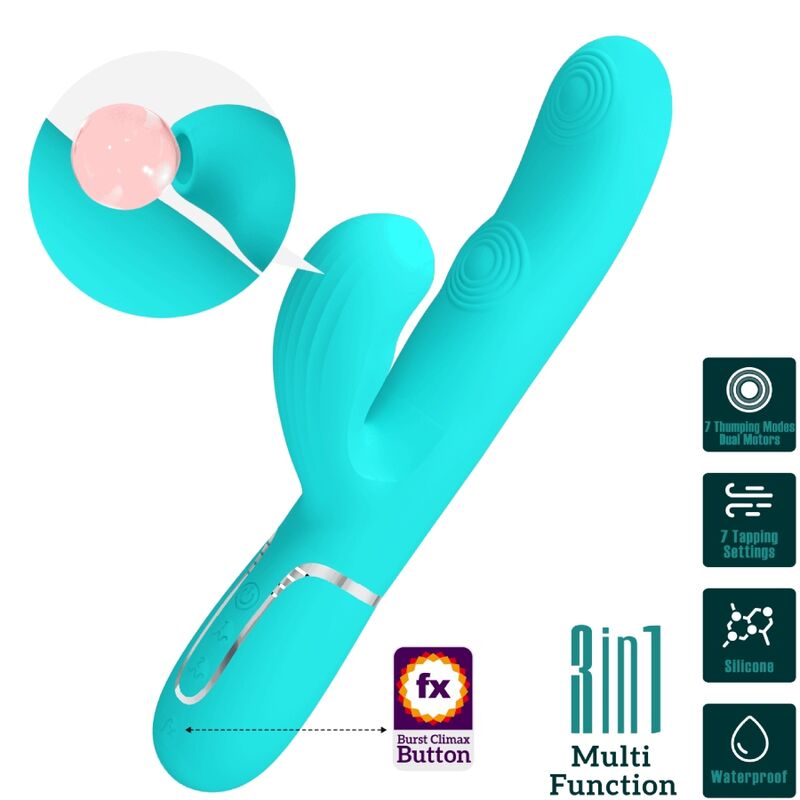 PRETTY LOVE - VIBRADOR MULTIFUNCIONAL 3 EM 1 PARA PONTO G PERLITA VERDE ÁGUA