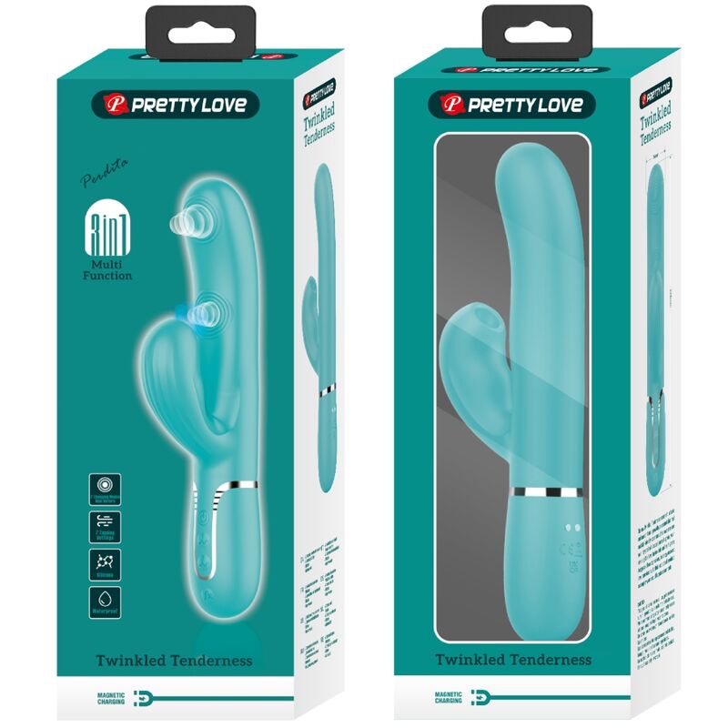 PRETTY LOVE - VIBRADOR MULTIFUNCIONAL 3 EM 1 PARA PONTO G PERLITA VERDE ÁGUA