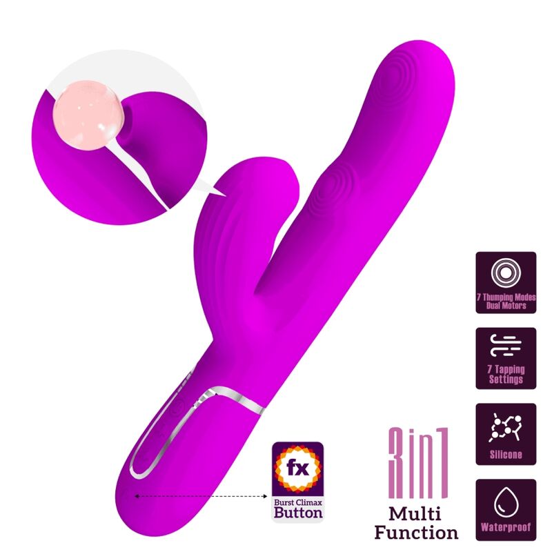 PRETTY LOVE - VIBRADOR MULTIFUNCIONAL 3 EM 1 PARA PONTO G PERLITA VIOLETA