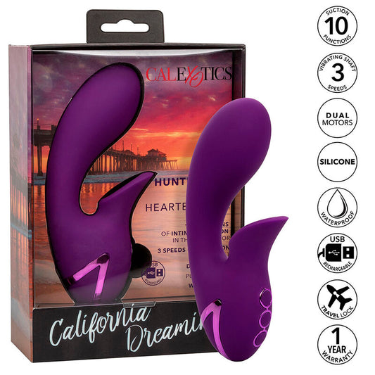 CALEXOTICS - HUNTINGTON BEACH HEARTBREAKER STIMULATOR AND SUCTION CUP, PURPLE, BY CALIFORNIA DREAMING