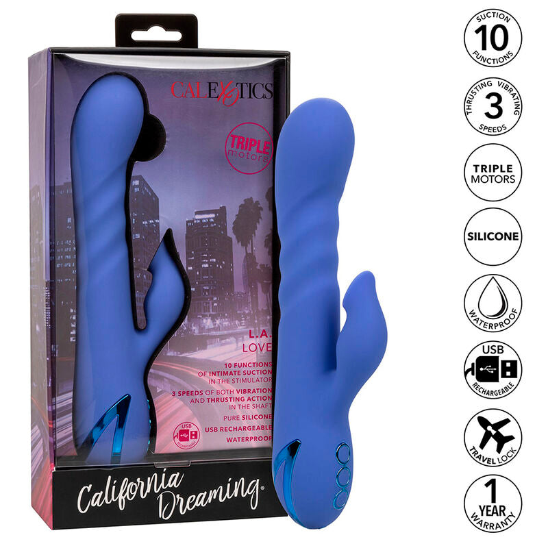 CALEXOTICS - THE LOVE VIBRATOR &amp; SUCTION CORD IN BLUE BY CALIFORNIA DREAMING