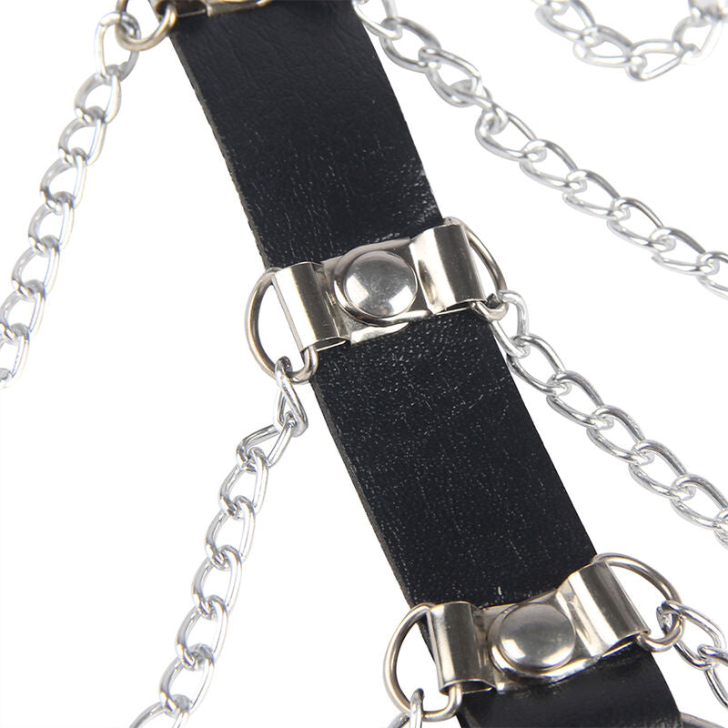 SUBBLIME - BLACK LEATHER CHAIN ​​CHEST HARNESS S ONE SIZE