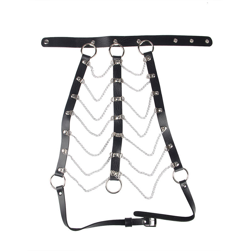SUBBLIME - BLACK LEATHER CHAIN ​​CHEST HARNESS S ONE SIZE