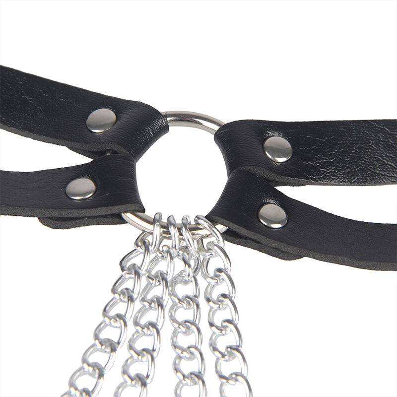 SUBBLIME - CHAIN ​​RING LEATHER BELT BLACK ONE SIZE