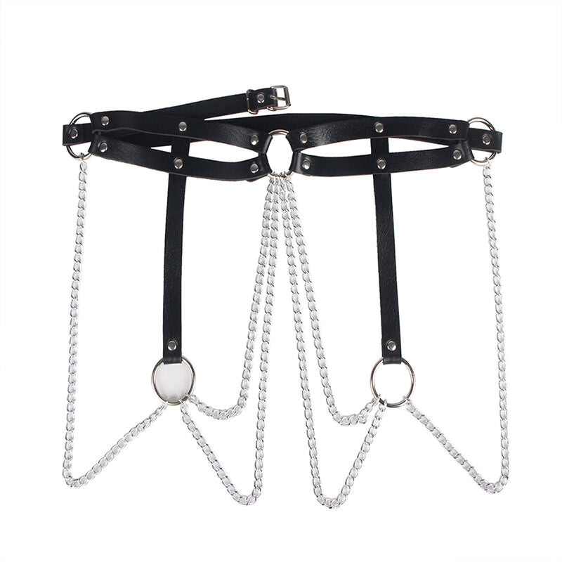 SUBBLIME - CHAIN ​​RING LEATHER BELT BLACK ONE SIZE