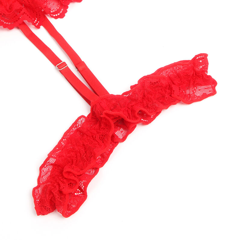 SUBBLIME - TEDDY COM LIGA DETALLE ENCAJE Y TIRAS ROJO S/M