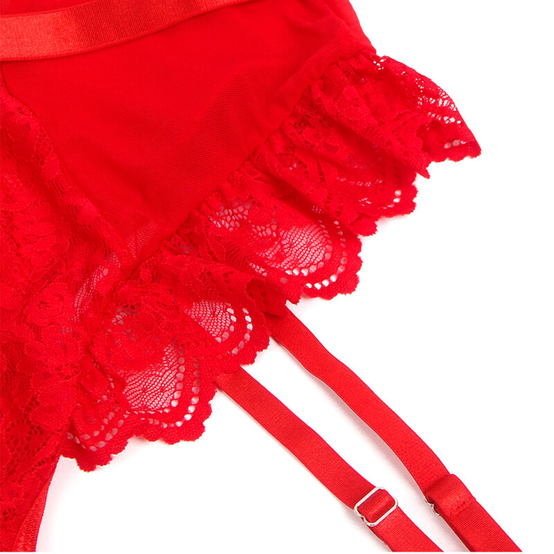 SUBBLIME - TEDDY COM LIGA DETALLE ENCAJE Y TIRAS ROJO S/M