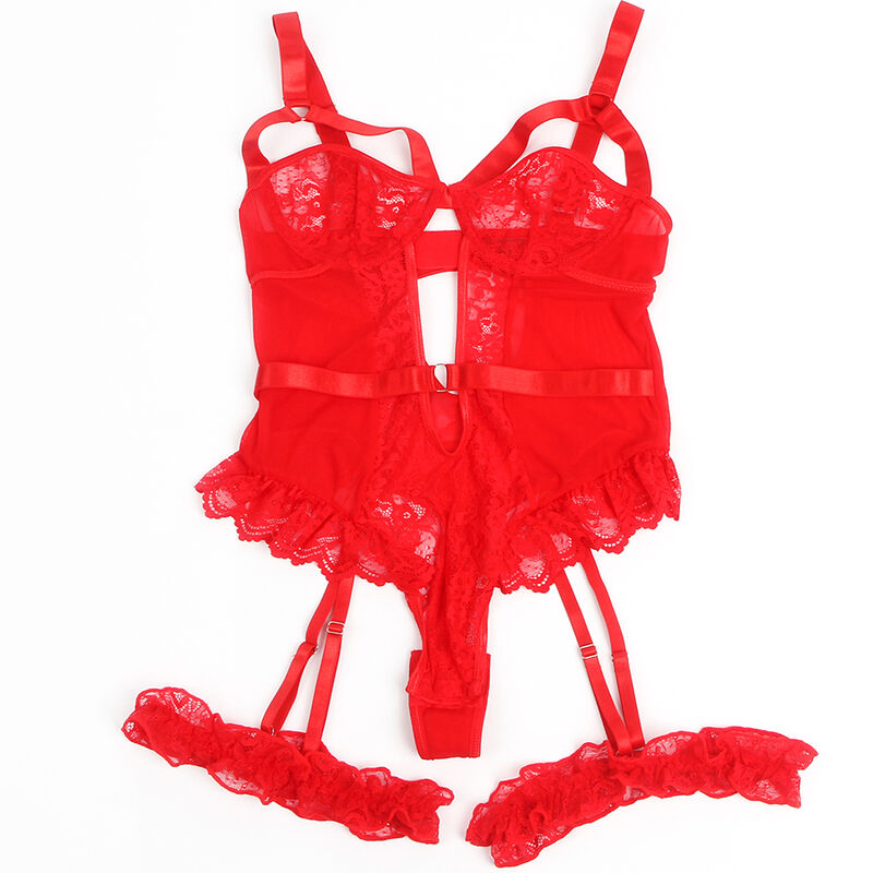 SUBBLIME - TEDDY COM LIGA DETALLE ENCAJE Y TIRAS ROJO S/M