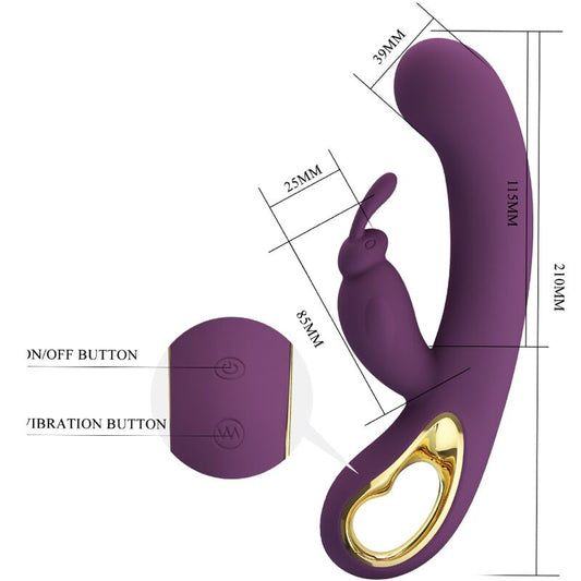 PRETTY LOVE - LIAM RABBIT VIBRADOR E ESTIMULADOR DO PONTO G ROXO