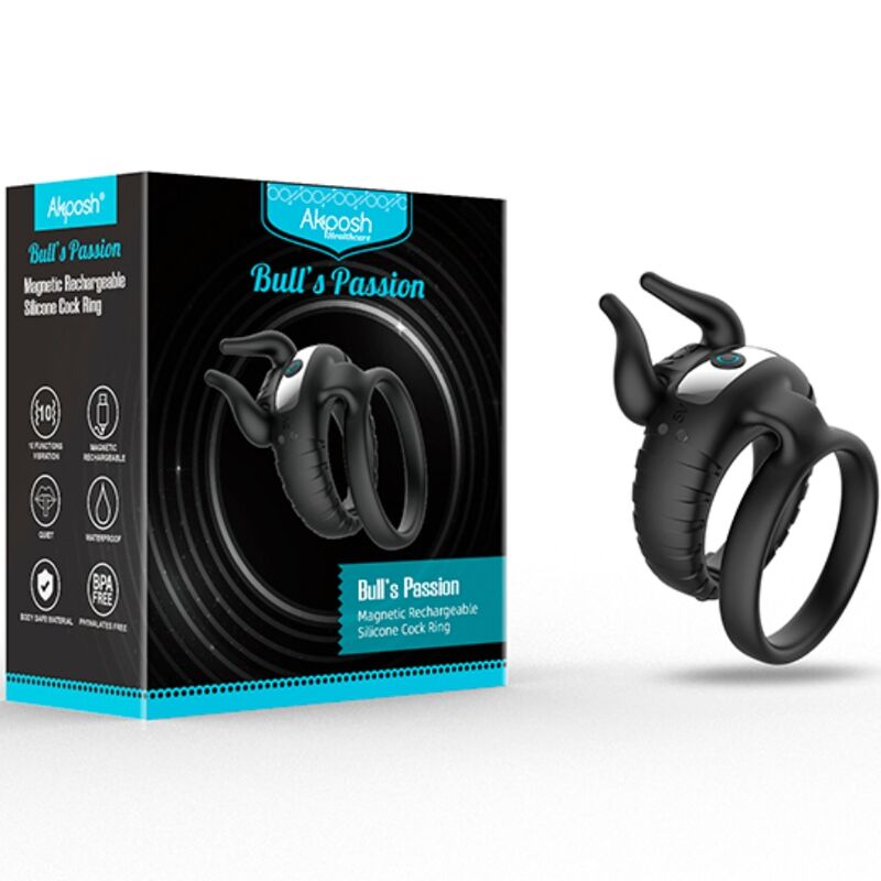 ARMONY - ANEL VIBRATÓRIO BULL'S PASSION 10 VELOCIDADES PRETO