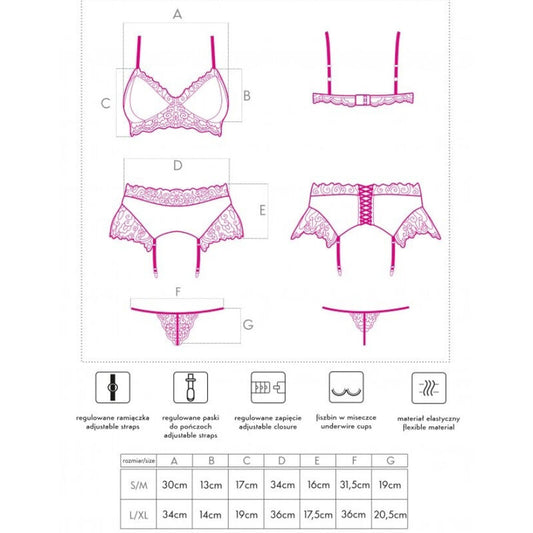 LIVCO CORSETTI FASHION - NAHIR LC 20214 SUJETADOR + CALCINHA + LIGUERO S/M