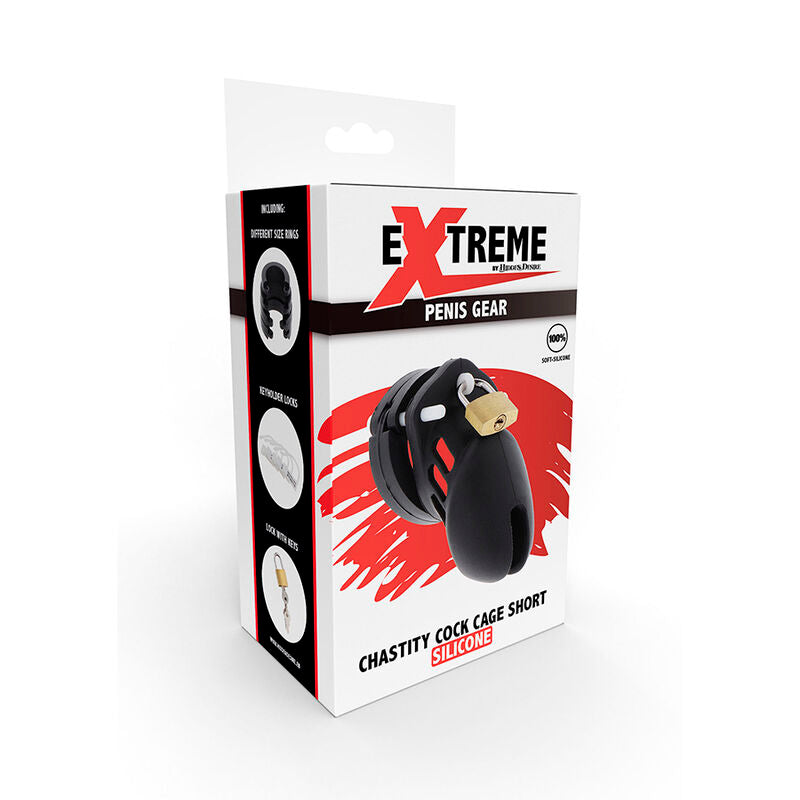 HIDDEN DESIRE - EXTREME SILICONE CHASTITY CAGE SIZE S BLACK