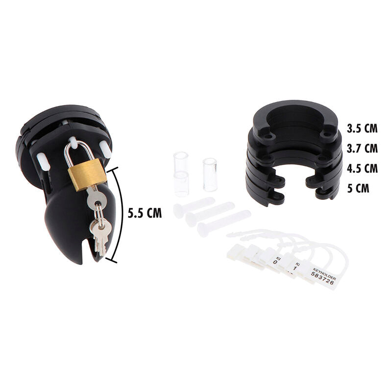 HIDDEN DESIRE - EXTREME SILICONE CHASTITY CAGE SIZE S BLACK