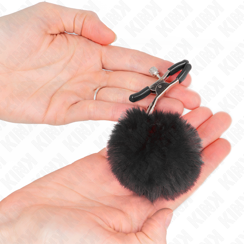 KINK - Grampo de bola de pelo sintético preto METON 6 cm