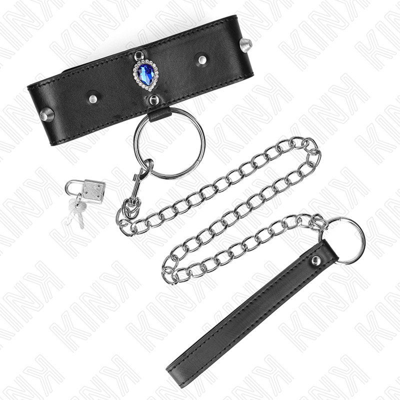 KINK - 65 CM NECKLACE WITH BLUE DIAMOND BRACELET ADJUSTABLE 36-43 CM X 5 CM