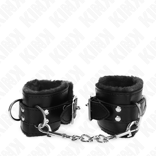KINK - BLACK FUR LINED WRIST RESTS WITH ADJUSTABLE BLACK BELT 17-29 CM X 6 CM