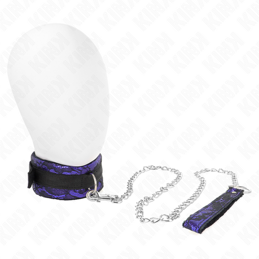KINK - VELVET LACE SHORT COLLAR WITH BELT 105 CM WITH NYLON TRIM 44 X 5.5 CM