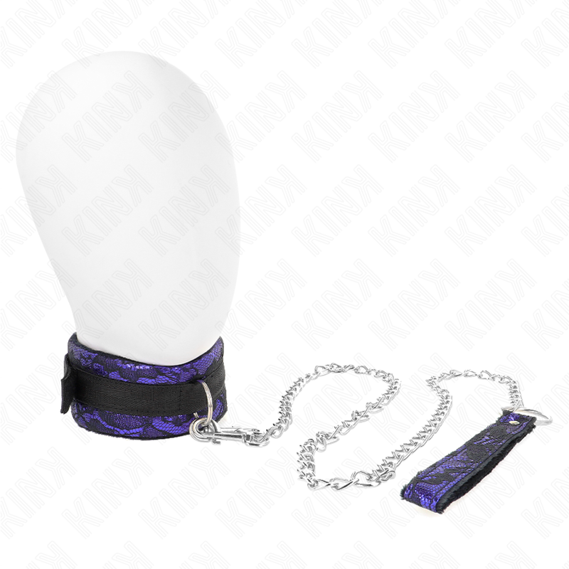 KINK - VELVET LACE SHORT COLLAR WITH BELT 105 CM WITH NYLON TRIM 44 X 5.5 CM