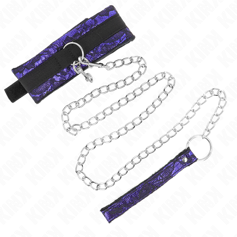 KINK - VELVET LACE SHORT COLLAR WITH BELT 105 CM WITH NYLON TRIM 44 X 5.5 CM