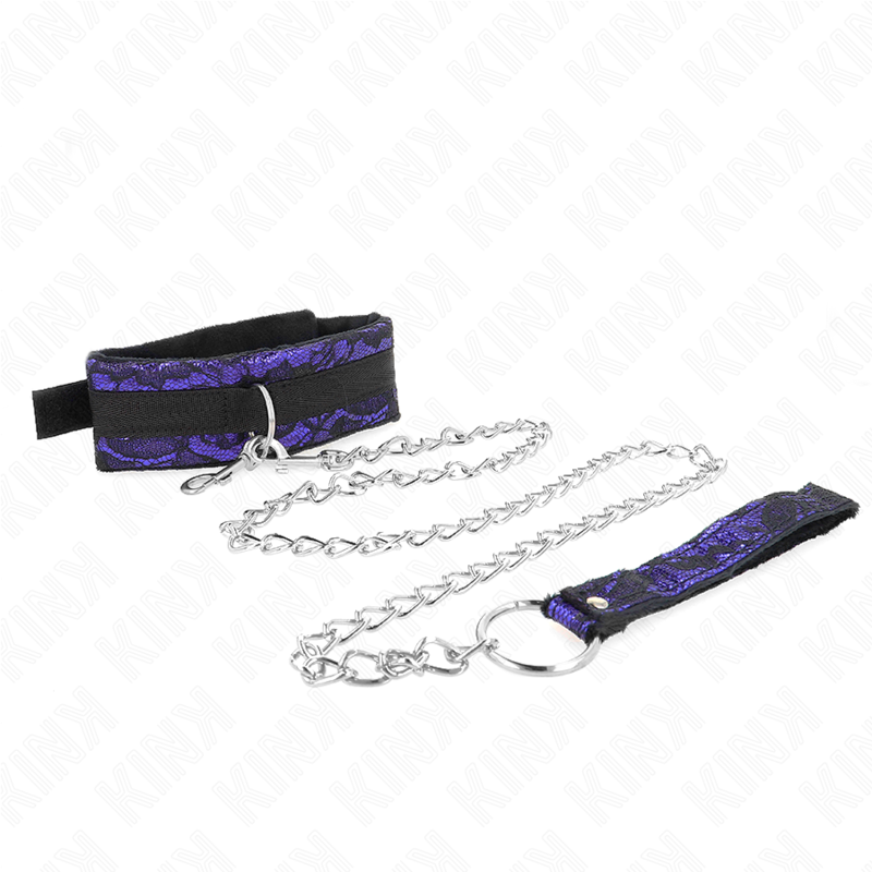KINK - VELVET LACE SHORT COLLAR WITH BELT 105 CM WITH NYLON TRIM 44 X 5.5 CM