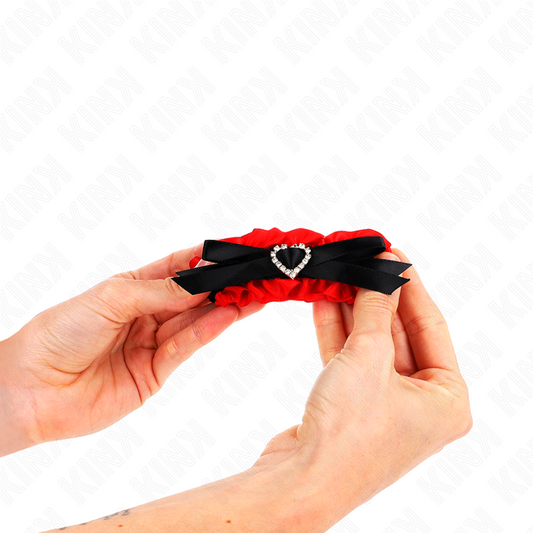 KINK - PULSEIRAS DE RENDA ELÁSTICA COM DETALHES DE CORAÇÃO VERMELHO AJUSTÁVEIS 22-35 CM