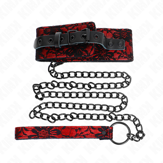 KINK - LACE COLLAR WITH BELT WITH GENUINE LEATHER BELT 105 CM / 44 X 5.5 CM
