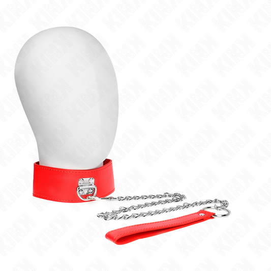 KINK - COLLAR WITH BELT 65 CM WITH WIDE RED ADJUSTABLE BRACELET 33.5-41 CM X 5 CM