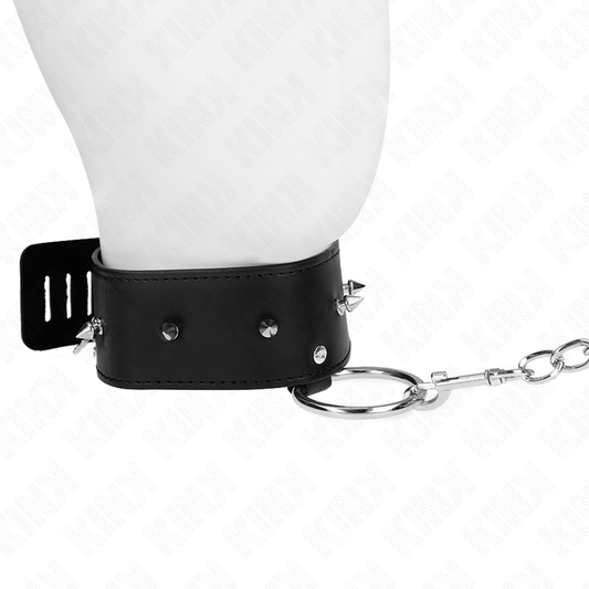 KINK - 65 CM COLLAR WITH LEASH WITH SILVER STUDS MODEL 2 ADJUSTABLE 36-43 CM X 5 CM