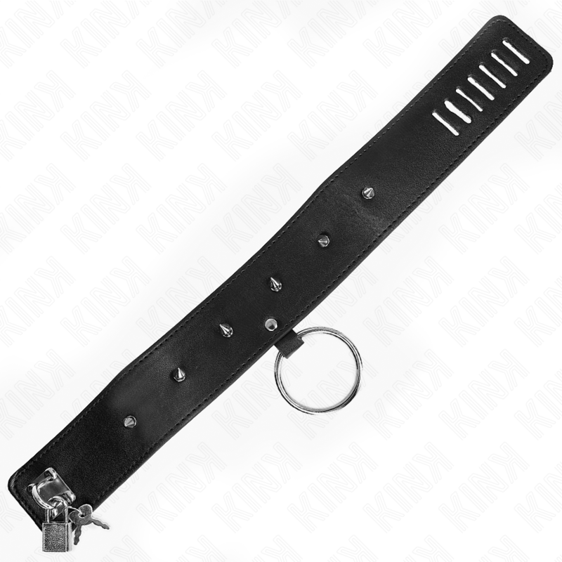 KINK - 65 CM COLLAR WITH LEASH WITH SILVER STUDS MODEL 2 ADJUSTABLE 36-43 CM X 5 CM