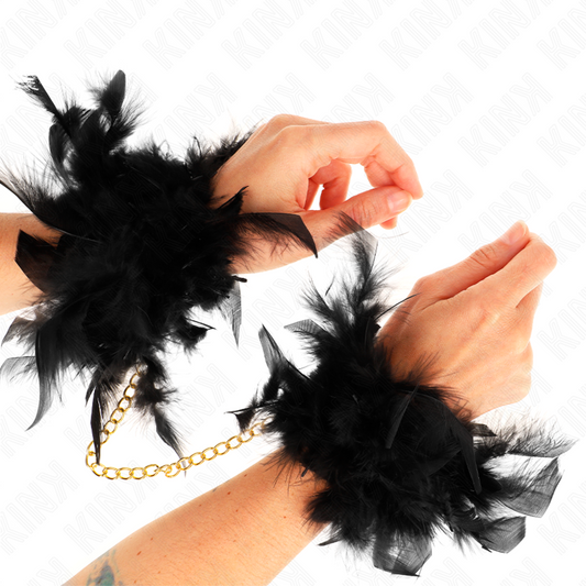 KINK - FEATHER CUFF BANGLE WITH GOLD CHAIN ​​MODEL 1