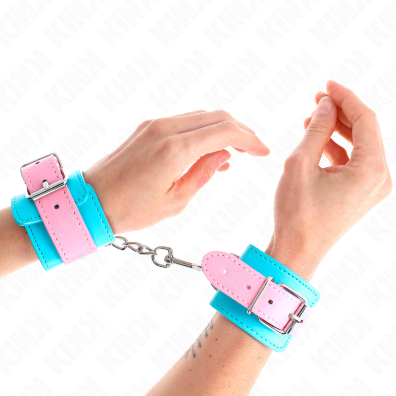 KINK - Punhos ajustáveis ​​fofos em azul/rosa 16-28 cm x 5 cm