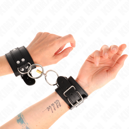 KINK - ALMOFADAS DE PULSO COM TRAVA DE ANEL DE O-RING PRETO AJUSTÁVEIS 20-28CM X 5,5CM