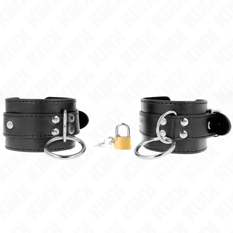 KINK - ALMOFADAS DE PULSO COM TRAVA DE ANEL DE O-RING PRETO AJUSTÁVEIS 20-28CM X 5,5CM