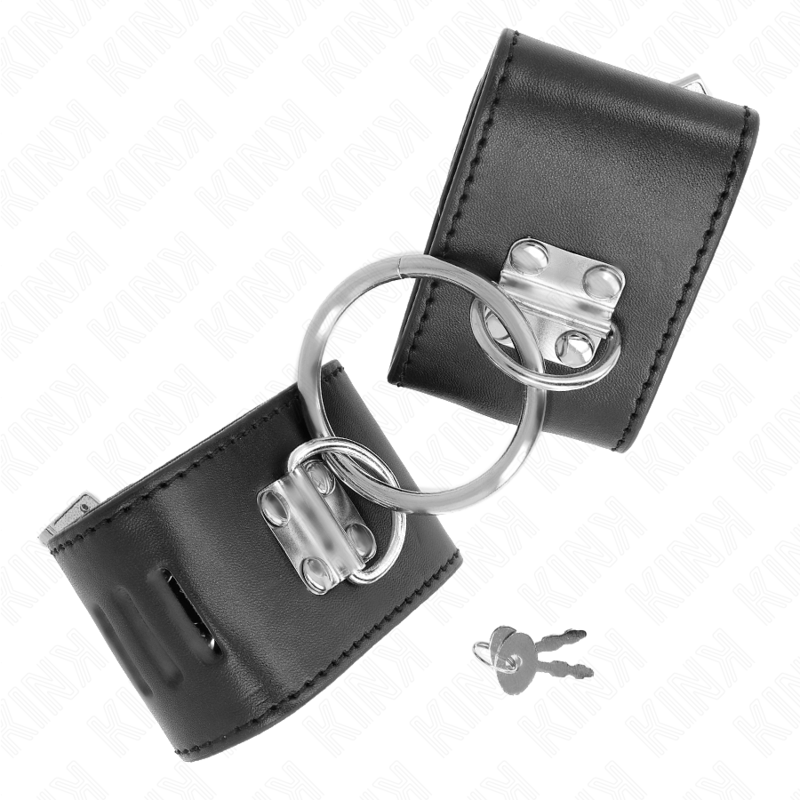 KINK - Fixed wrist restraints with ring and adjustable black padlock closure 16-23 cm x 5.5 cm