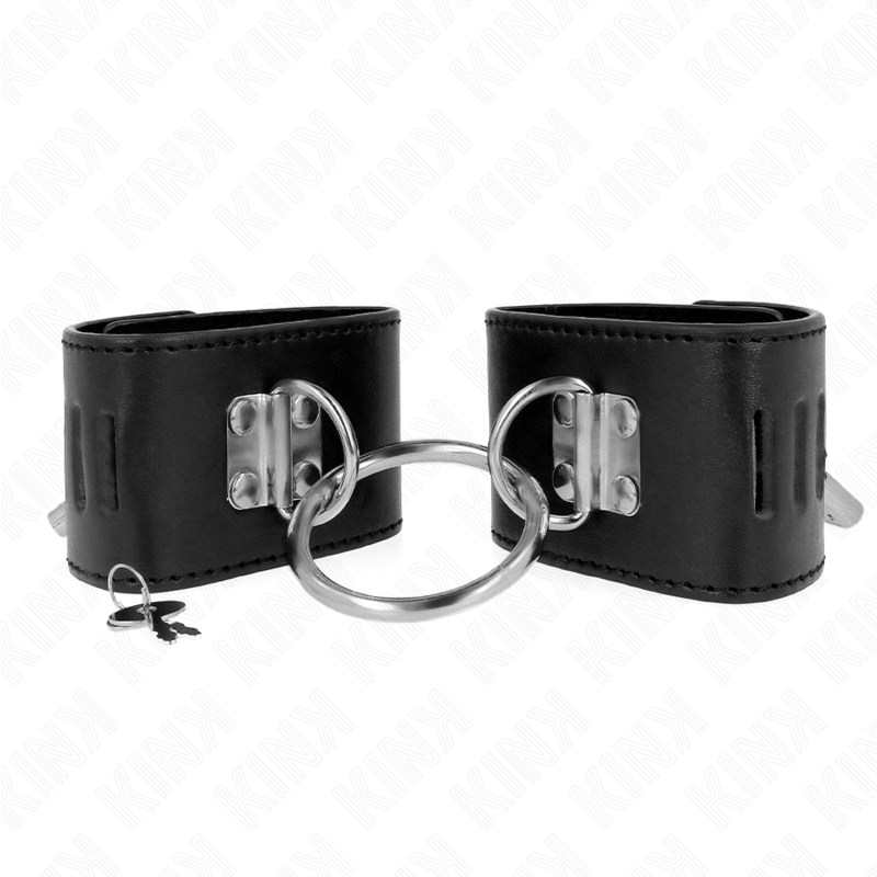 KINK - Fixed wrist restraints with ring and adjustable black padlock closure 16-23 cm x 5.5 cm