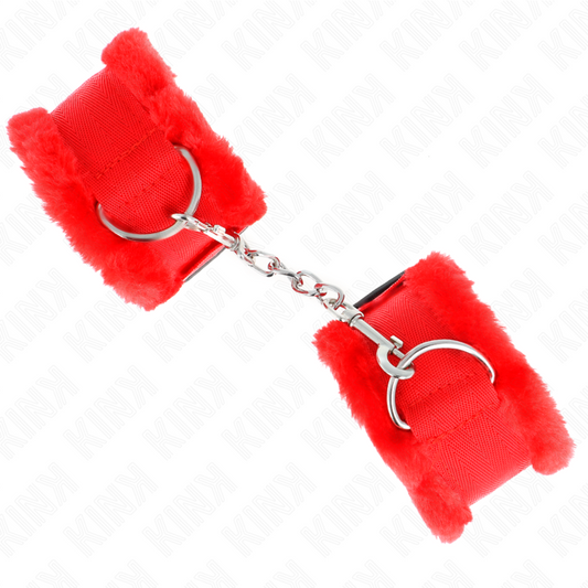 KINK - RED FUR LINED WRIST RESTS ADJUSTABLE 17-31 CM X 7 CM