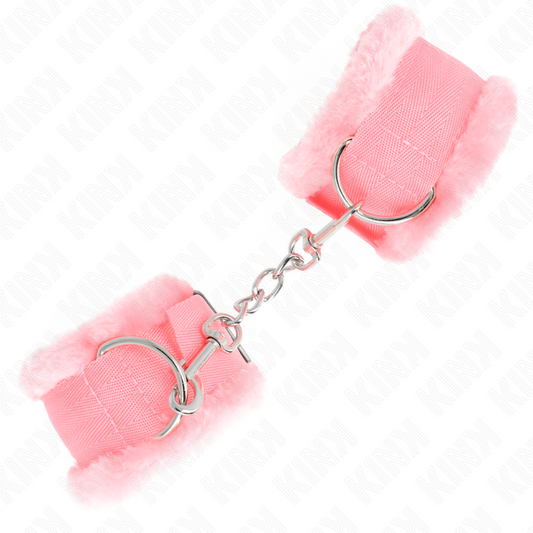 KINK - Adjustable Pink Fur Lined Wrist Rests 17-31 cm x 7 cm