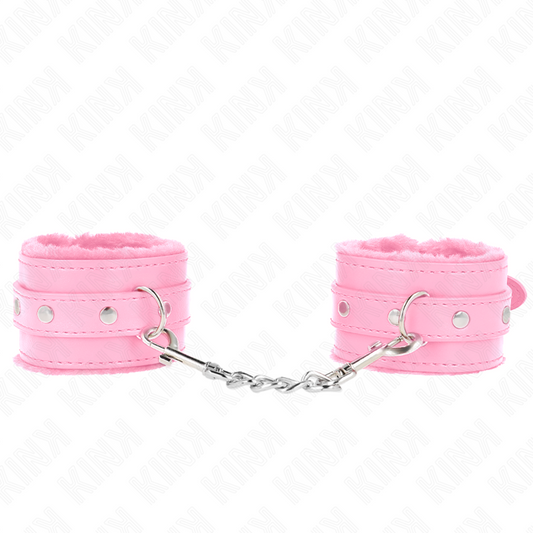 KINK - PREMIUM PINK FUR LINED WRIST RESTS WITH ADJUSTABLE PINK BELT 17-29 CM X 6 CM