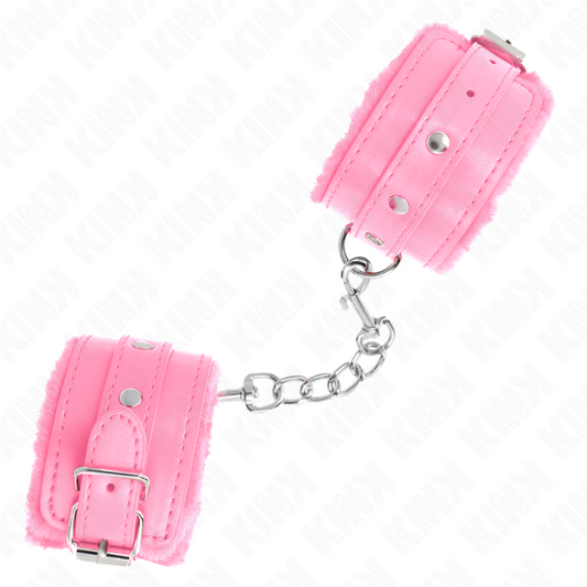 KINK - PREMIUM PINK FUR LINED WRIST RESTS WITH ADJUSTABLE PINK BELT 17-29 CM X 6 CM